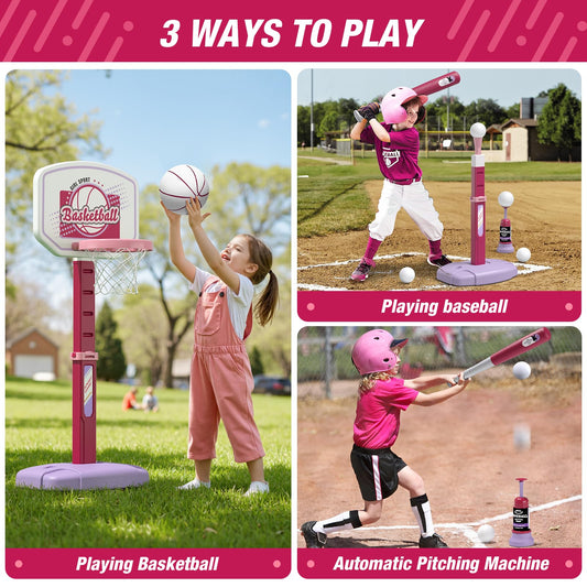 HYES adjustable-height hoop demonstrates growth with your child during play