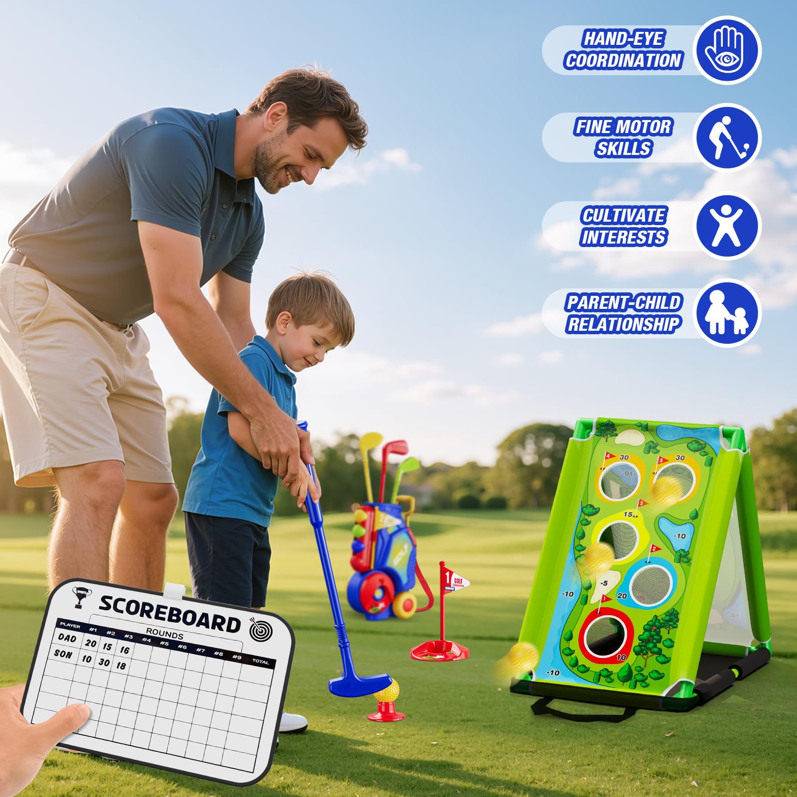 HYES scoreboard for tracking scores during family rounds.