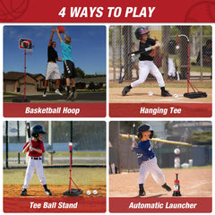 HYES pitching machine demonstrates auto-feed baseballs for easy backyard practice.