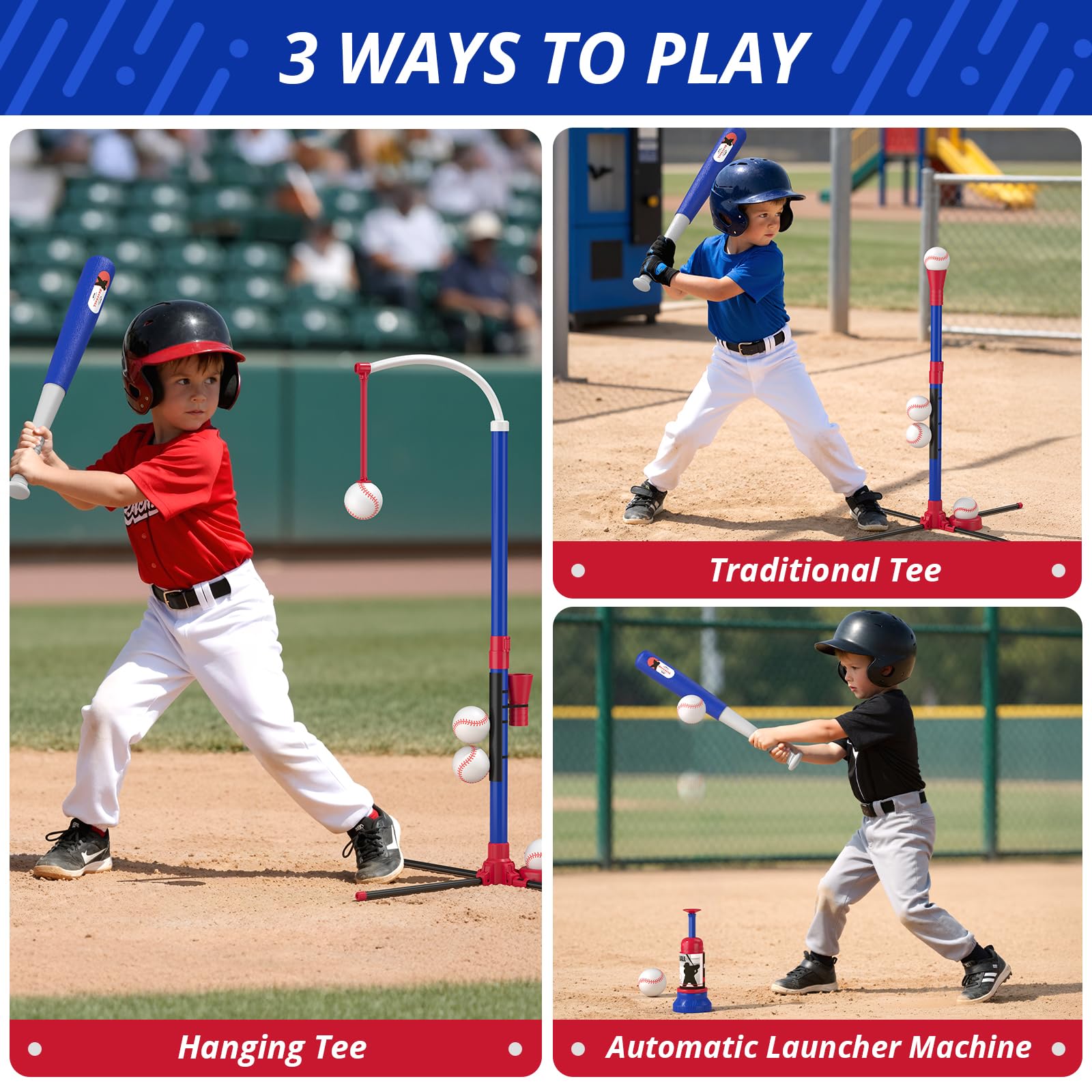 HYES blue standing tee provides stable swing practice.