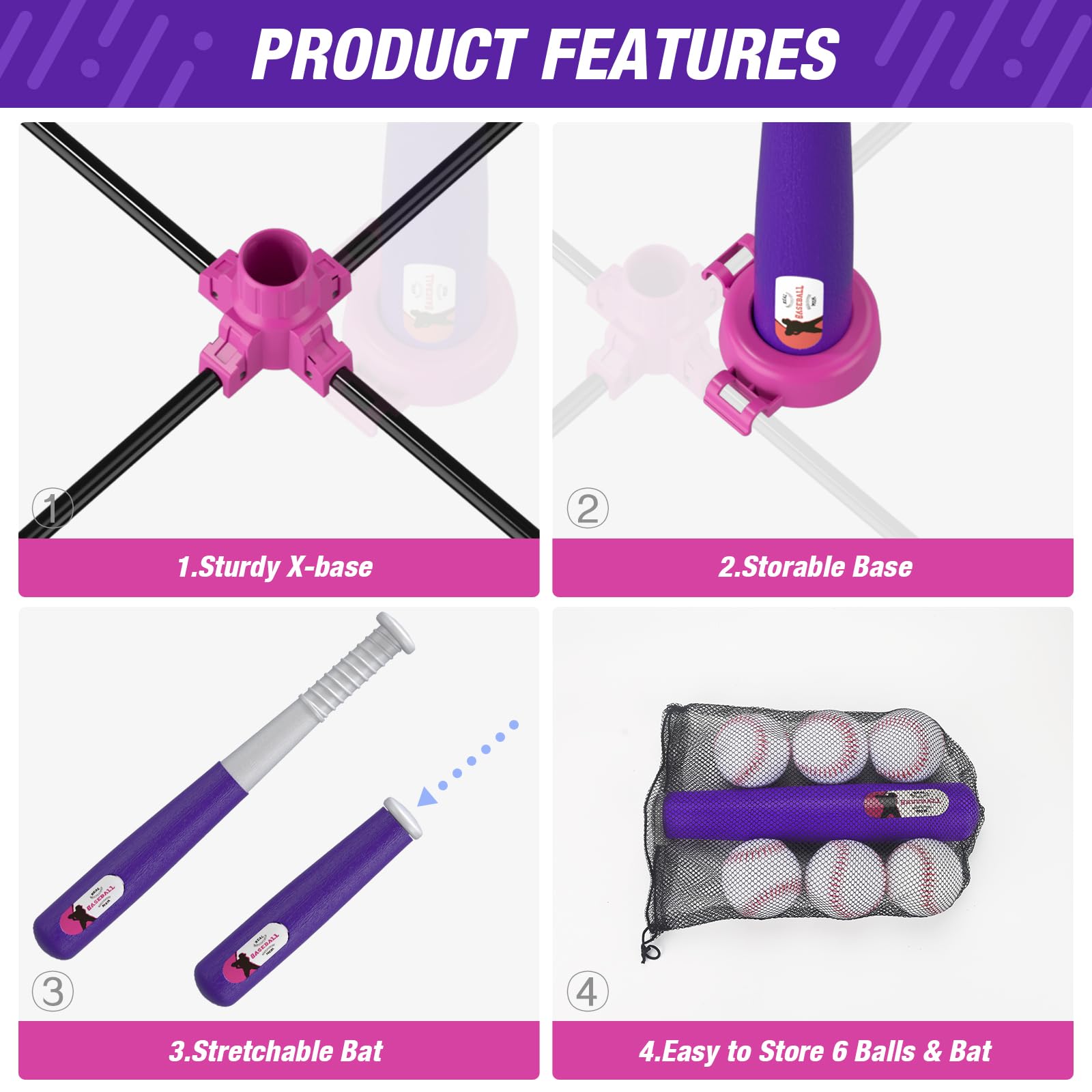 HYES baseball set safety base provides sturdy stability.