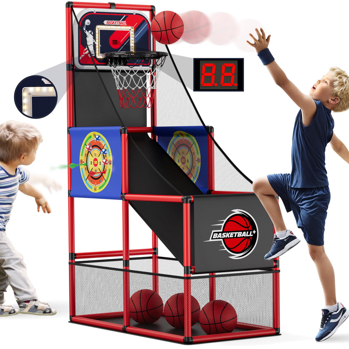 HYES basketball arcade backboard with LED score display for home play