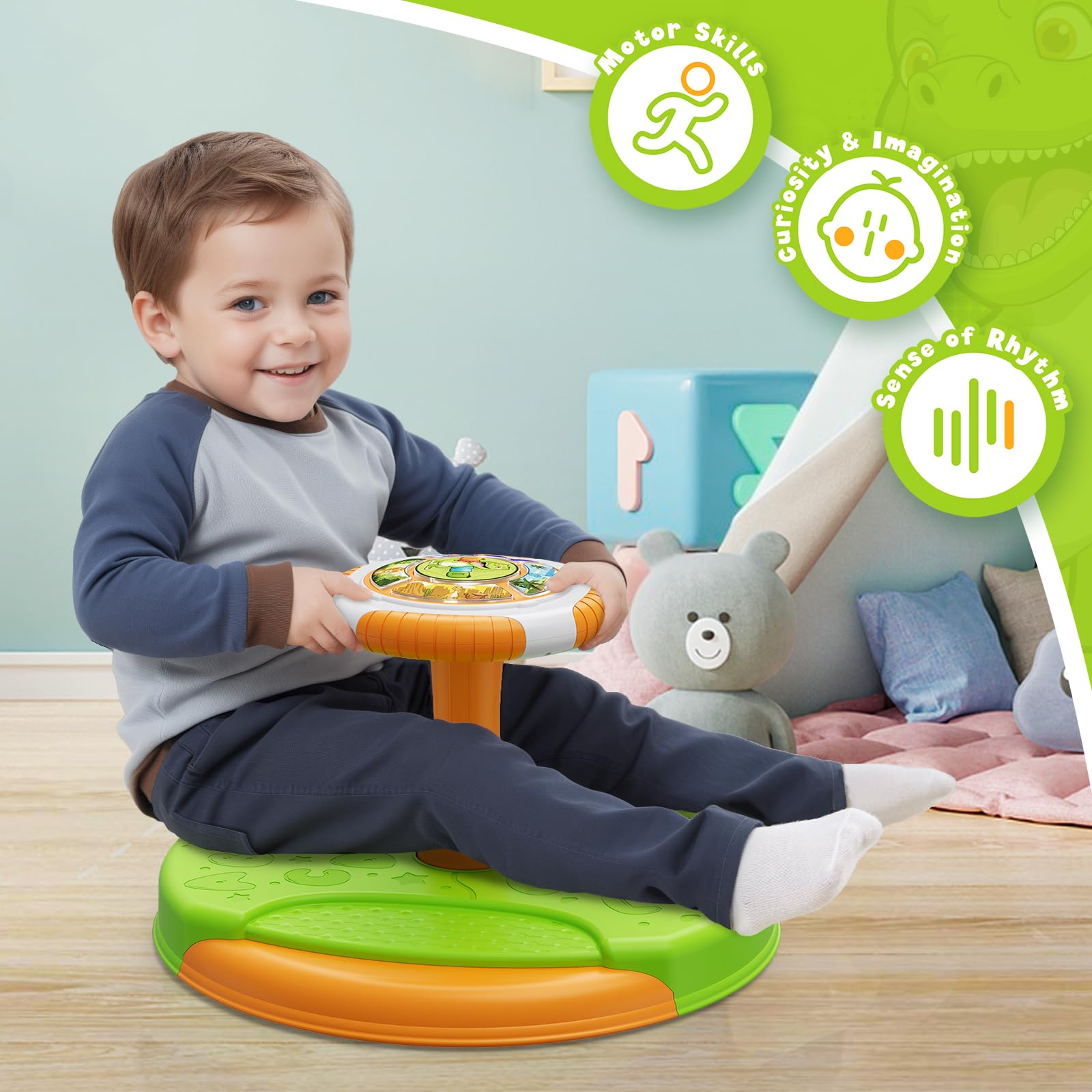 HYES non-slip base keeps spins stable on floors.