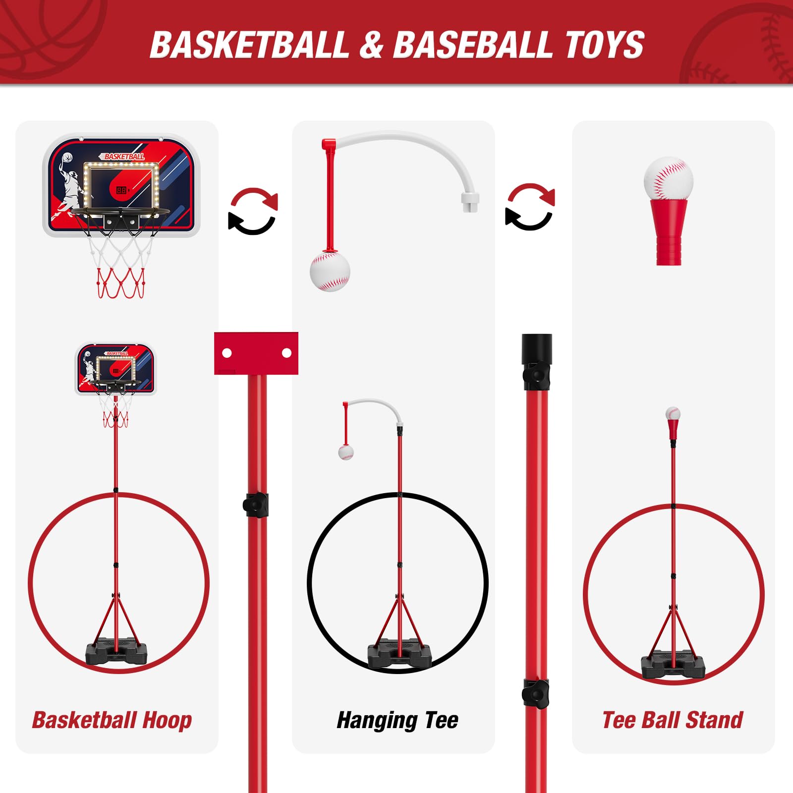 HYES indoor-outdoor sport toy set suits boys and girls ages 3-8.