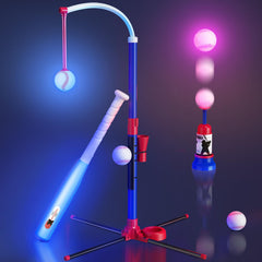HYES LED baseball set glows in the dark for night play.