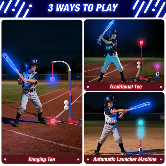 HYES LED baseball set with seven-color lighting for vibrant outdoor fun.