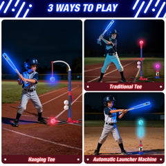 HYES LED baseball set with seven-color lighting for vibrant outdoor fun.