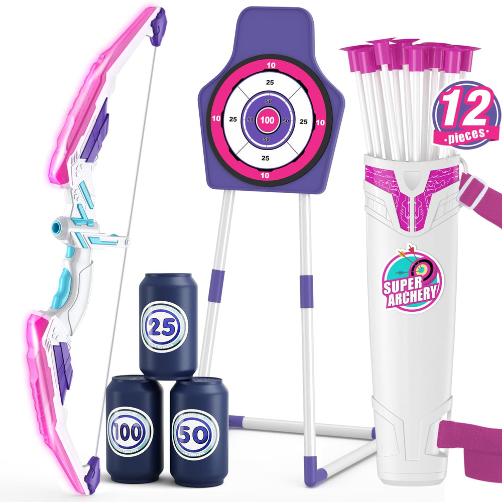 HYES LED bow and arrows for kids, bright play day or night.