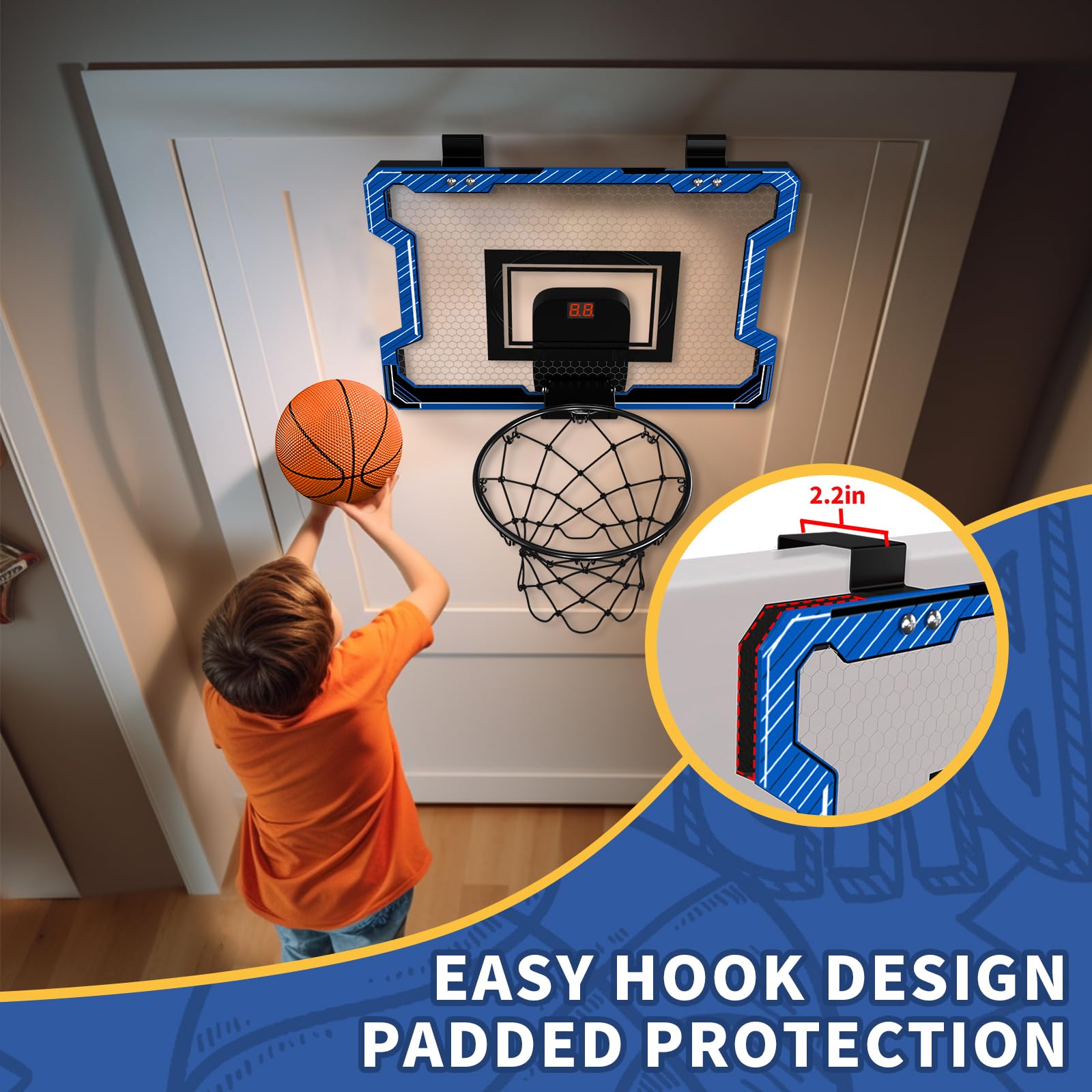 HYES backboard closeup: reinforced steel frame resists heavy dunks.