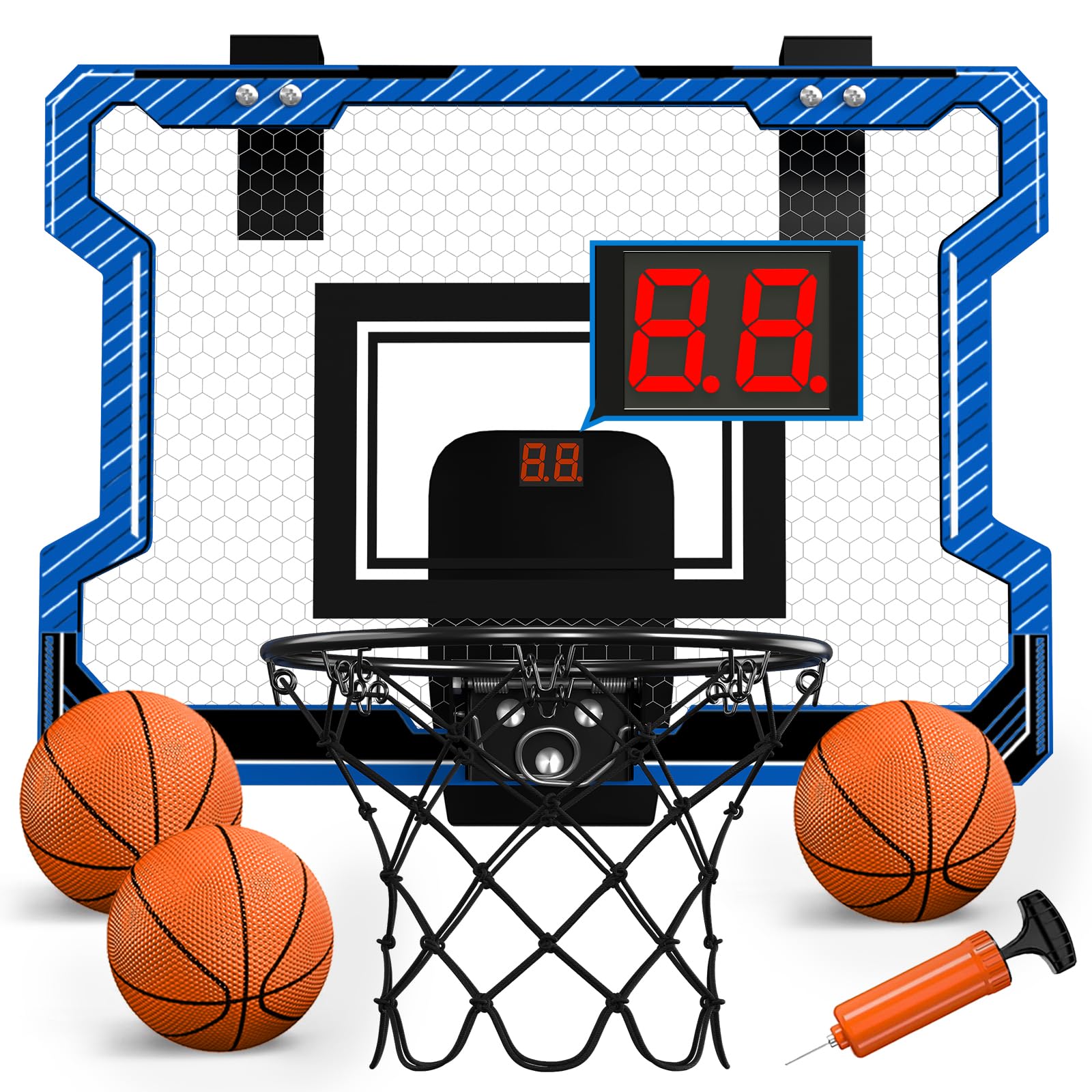 HYES Mini Basketball Hoop door-assembly: easy over-the-door setup for instant play.