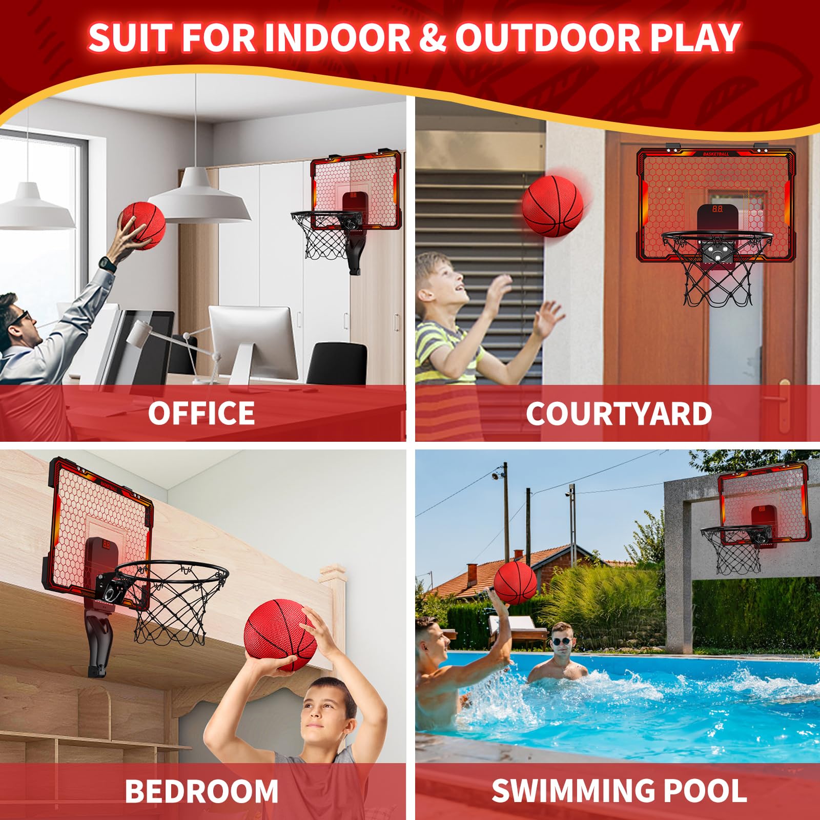 HYES mini basketball hoop makes a versatile gift for families.