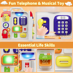HYES Montessori Busy Board buttoning panel improves hand-eye coordination