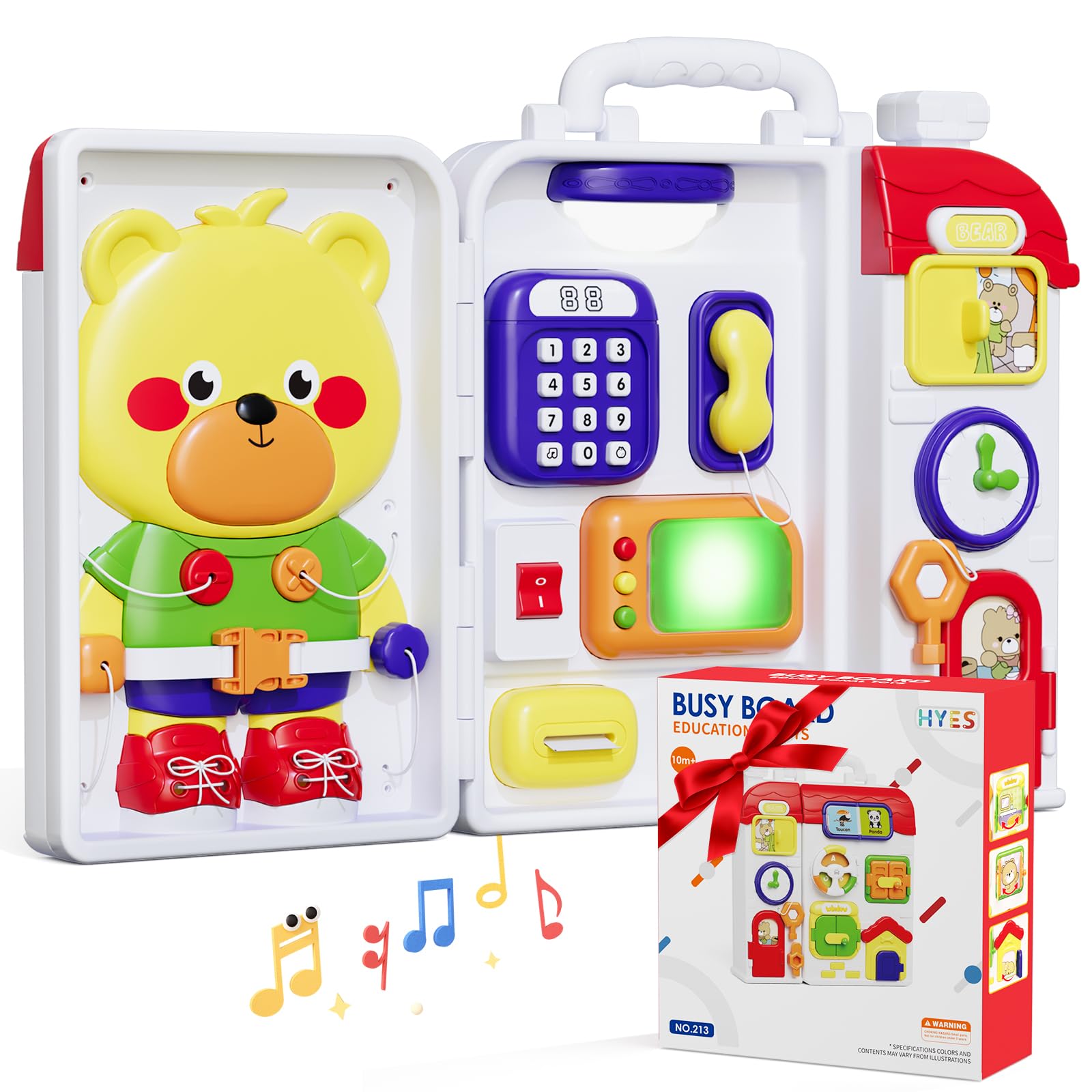 HYES Montessori Busy Board full play surface promotes versatile toddler exploration