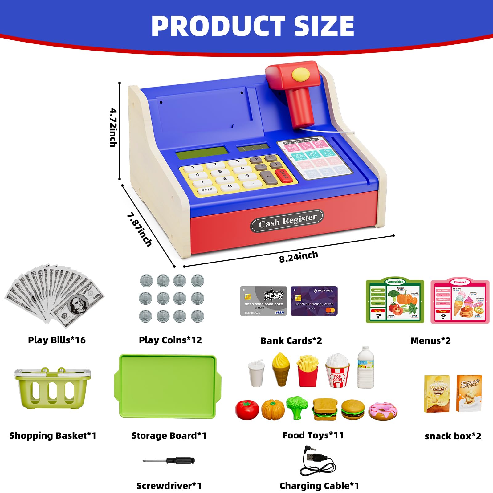 HYES wooden cash register with LED scanner showcases realistic checkout experience for kids