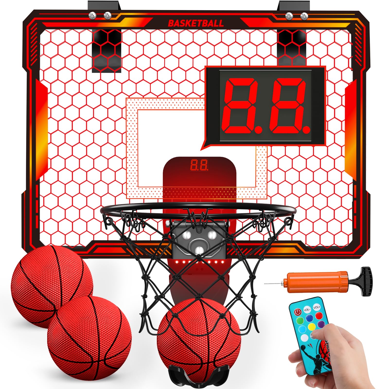 HYES remote control basketball hoop over door setup for quick home play