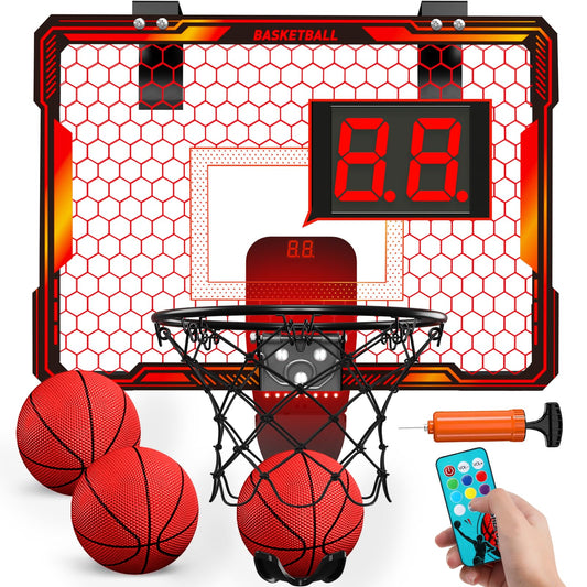 HYES remote control basketball hoop over door setup for quick home play