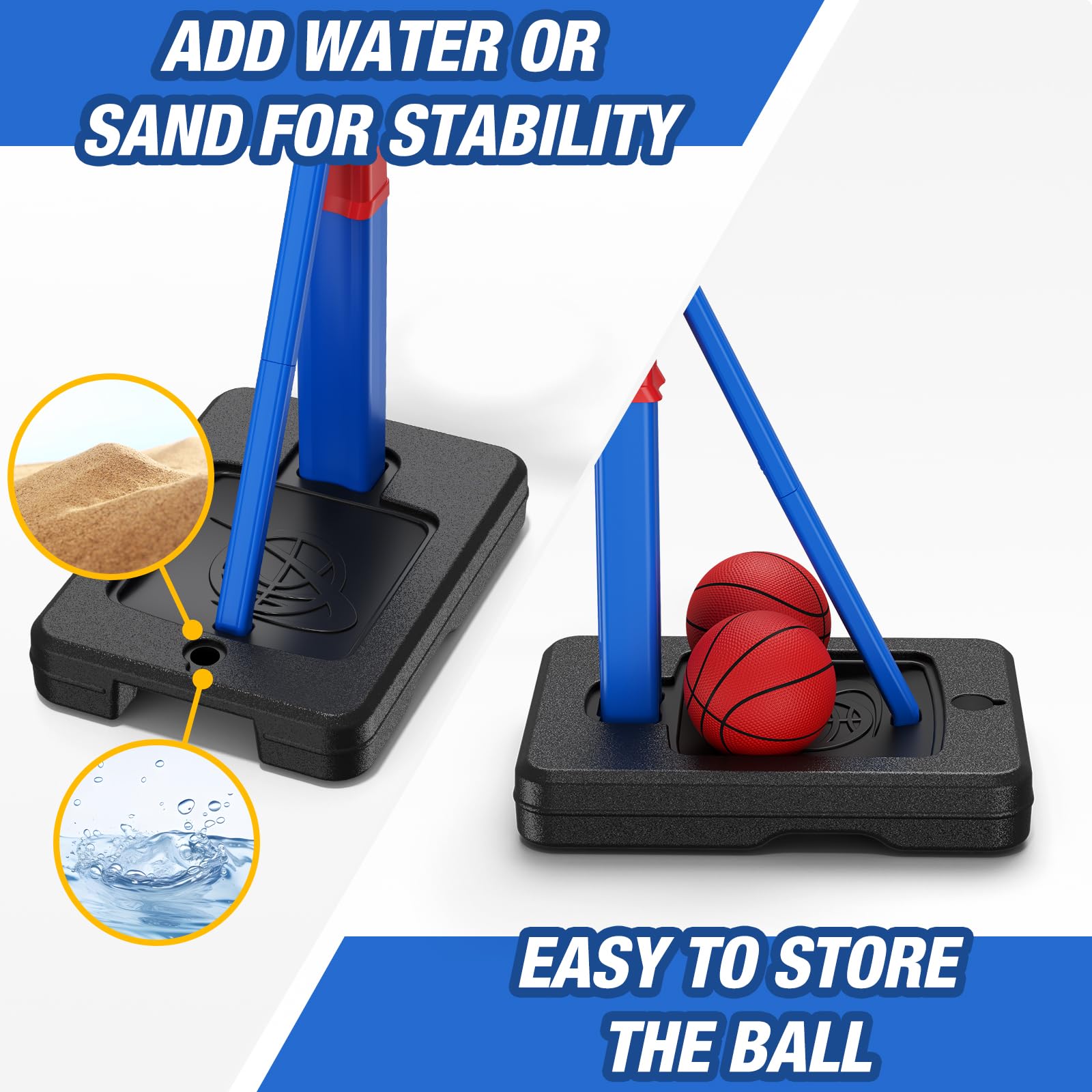 HYES stable triangular base for steady play during energetic shots.