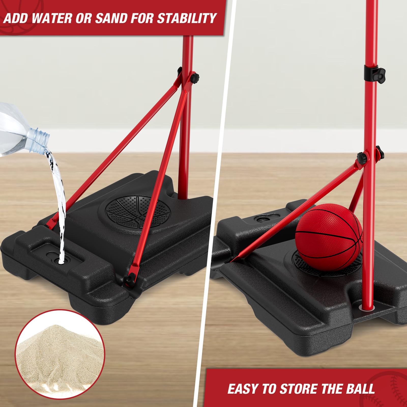 HYES sturdy triangular base provides stable play on various surfaces.