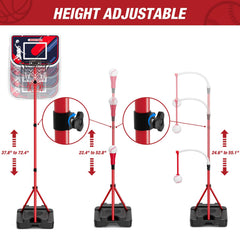 HYES T-ball stand ready with four baseballs for batting