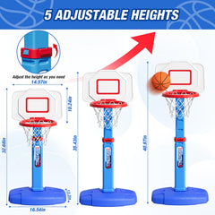 HYES Toddler Basketball Hoop height adjustment holes show growth-friendly design.