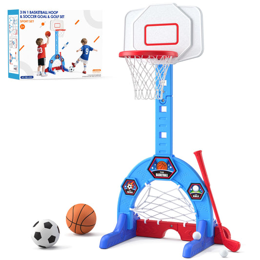 HYES toddler basketball hoop setup for indoor active play.
