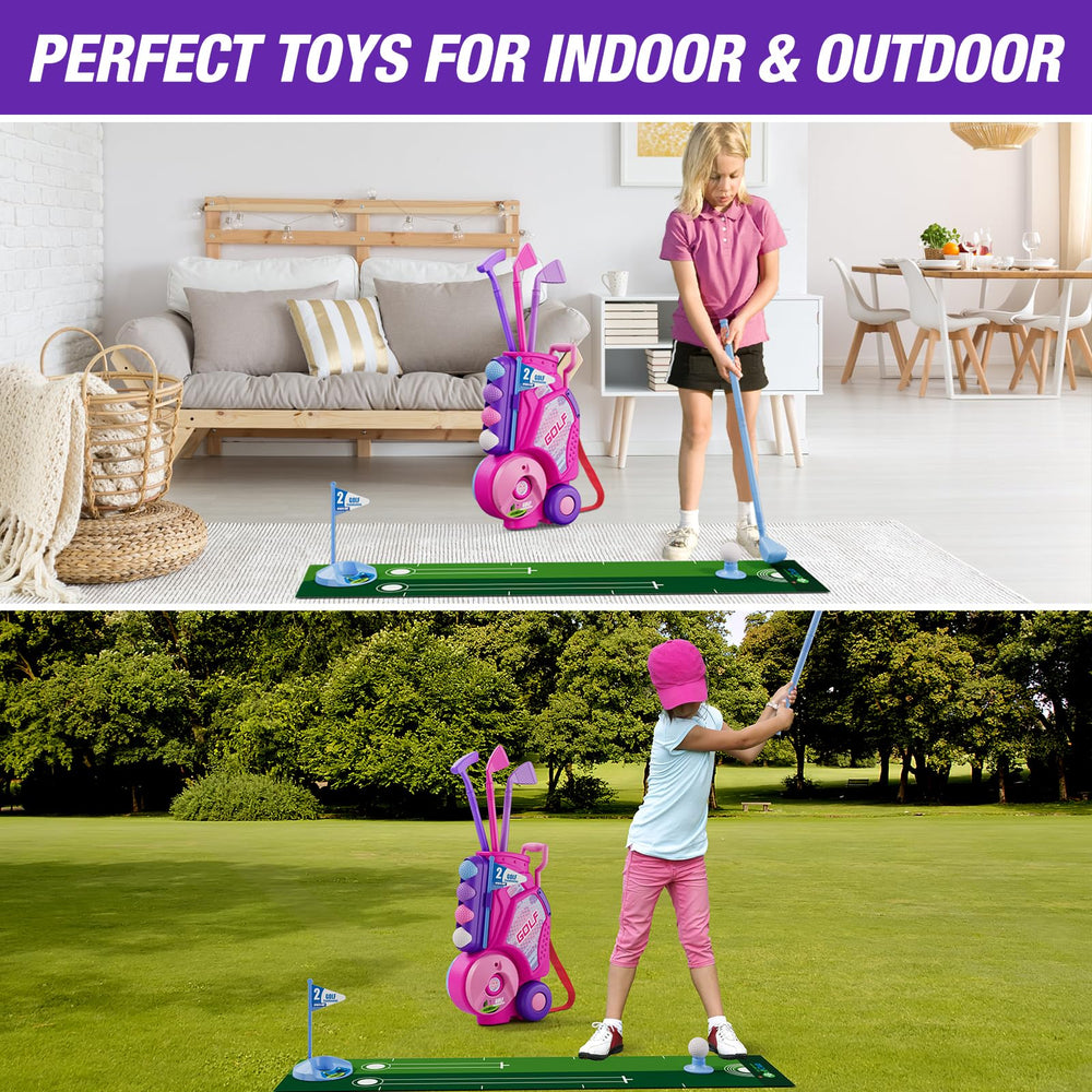 HYES toddler golf clubs in bright colors for easy grip.
