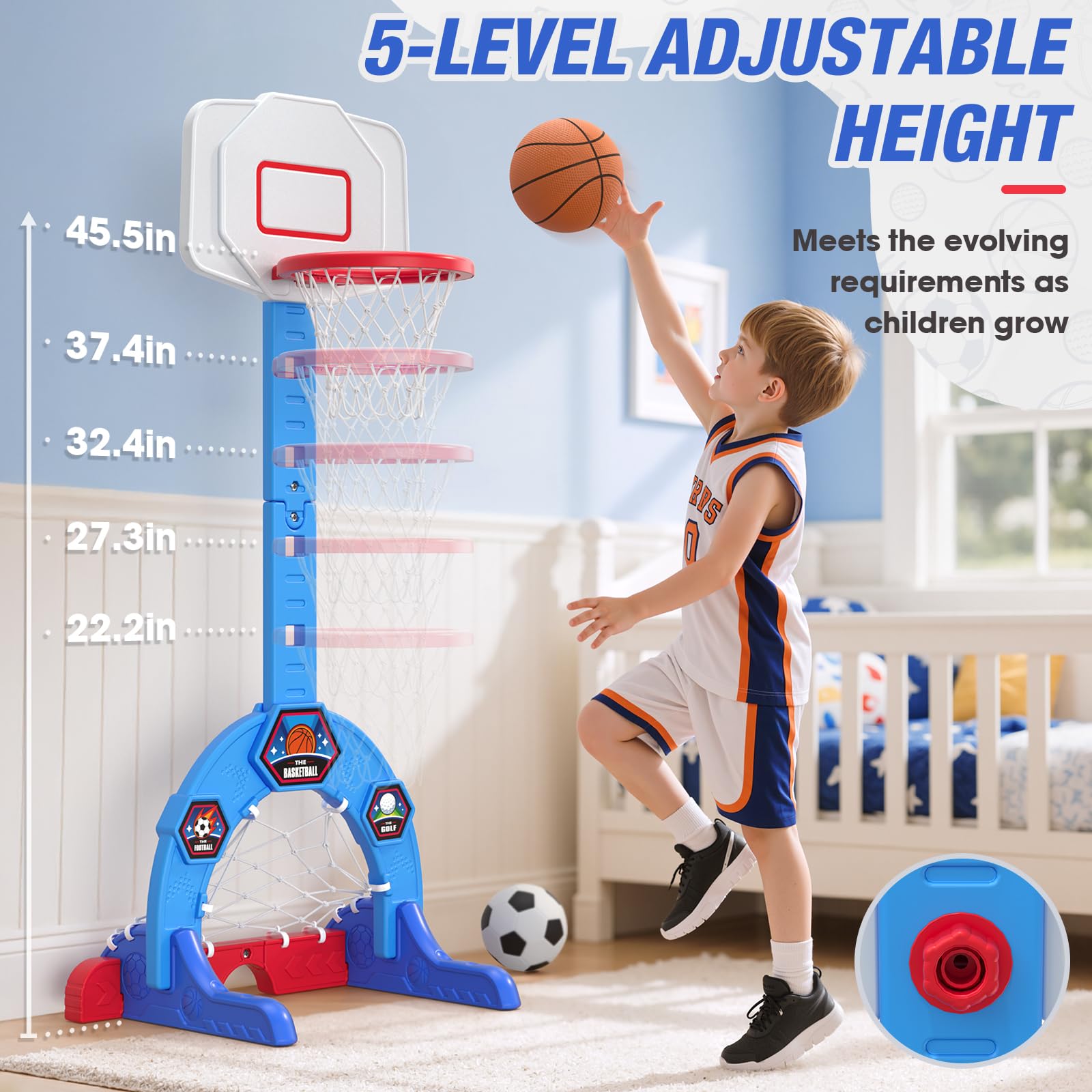 HYES toddler soccer goal supports outdoor kicking practice.