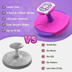 HYES Unicorn Sit and Spin featuring a secure non-slip handle for safe play.