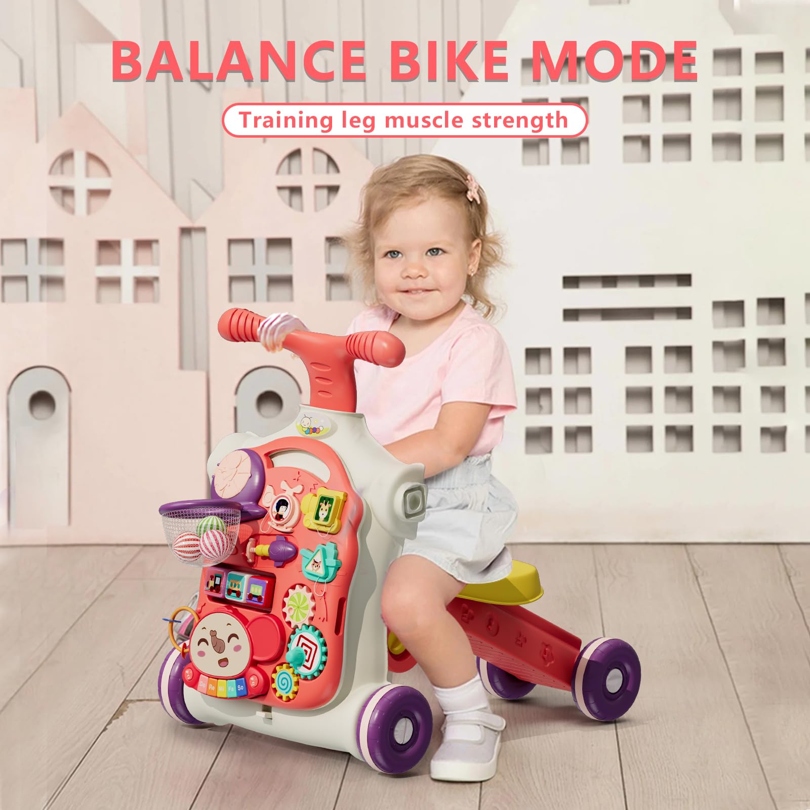 HYES Upgraded 5-in-1 walker with removable piano and shape sorter