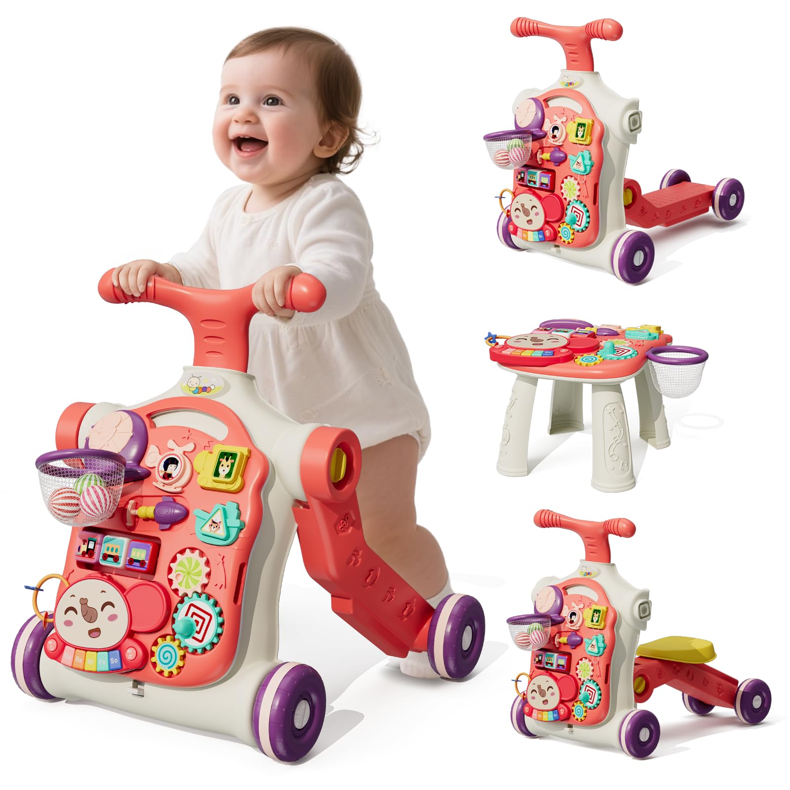 HYES Upgraded 5-in-1 walker front view showing ergonomic triangle base for posture support