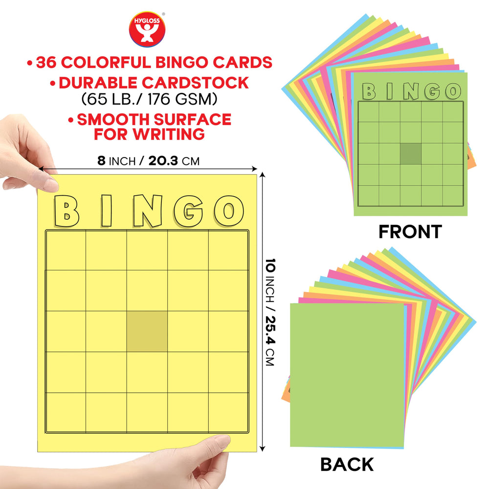 Hygloss bingo cards disposable 65lb stock ideal for quick cleanup.