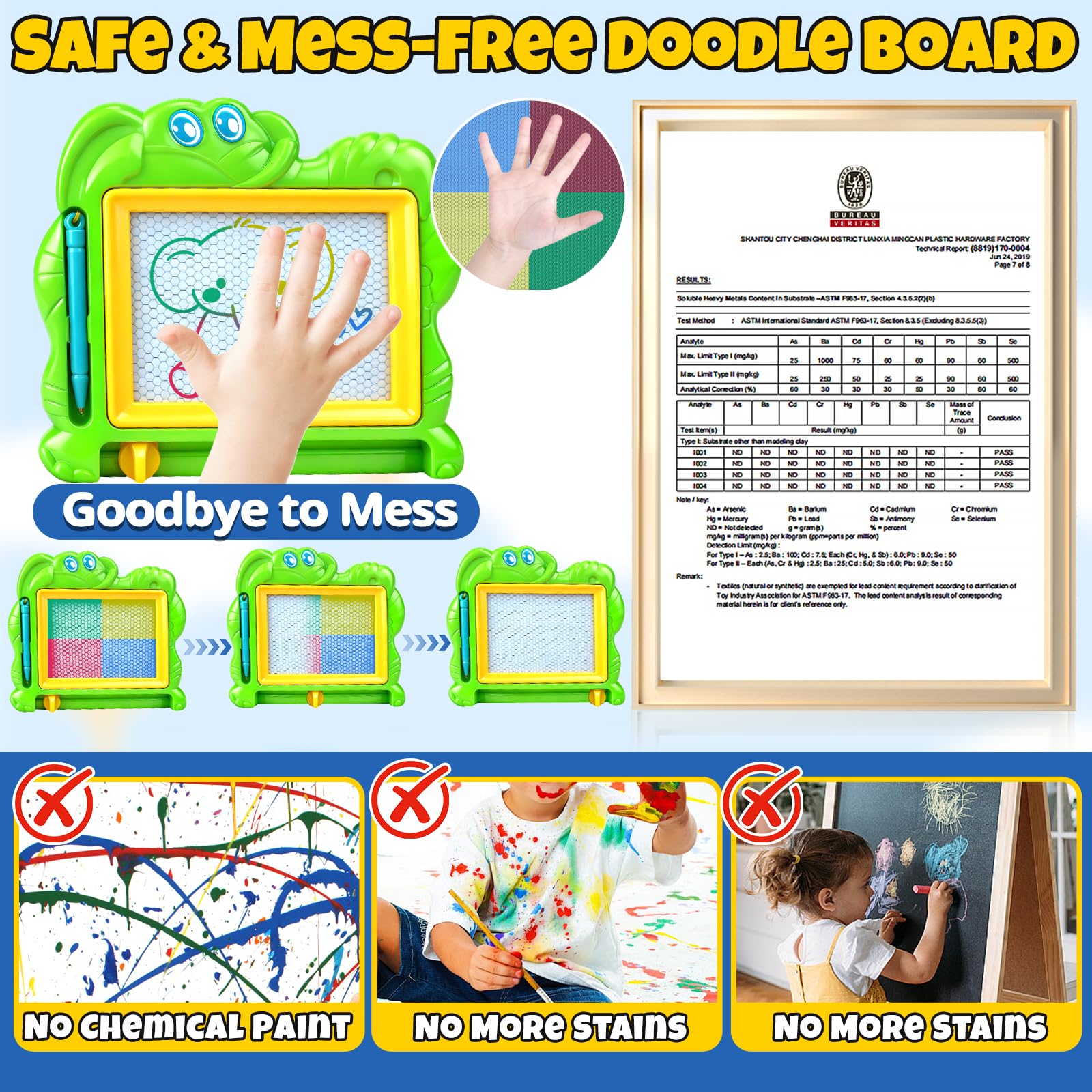 Hymaz erasable doodle board—swipe erase for endless fun.