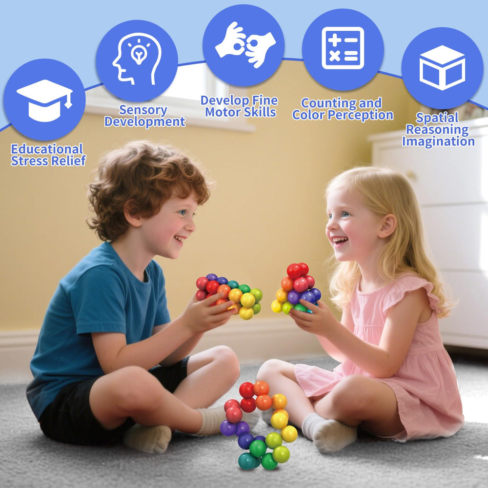 Hymaz fidget ball with 20 beads provides a safe, compact tactile puzzle