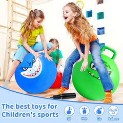 Hymaz hop ball for kids with colorful patterns encourages imaginative hopping.