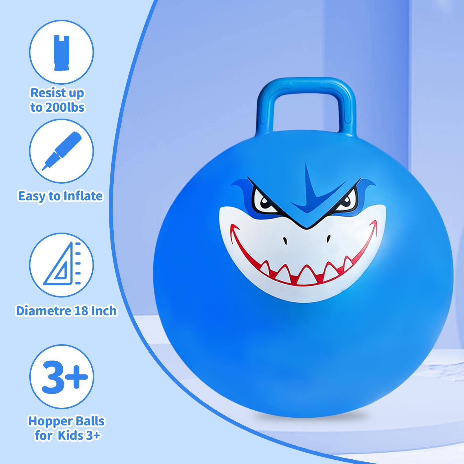 Hymaz hopper ball features a non-slip ring for safer jumping.