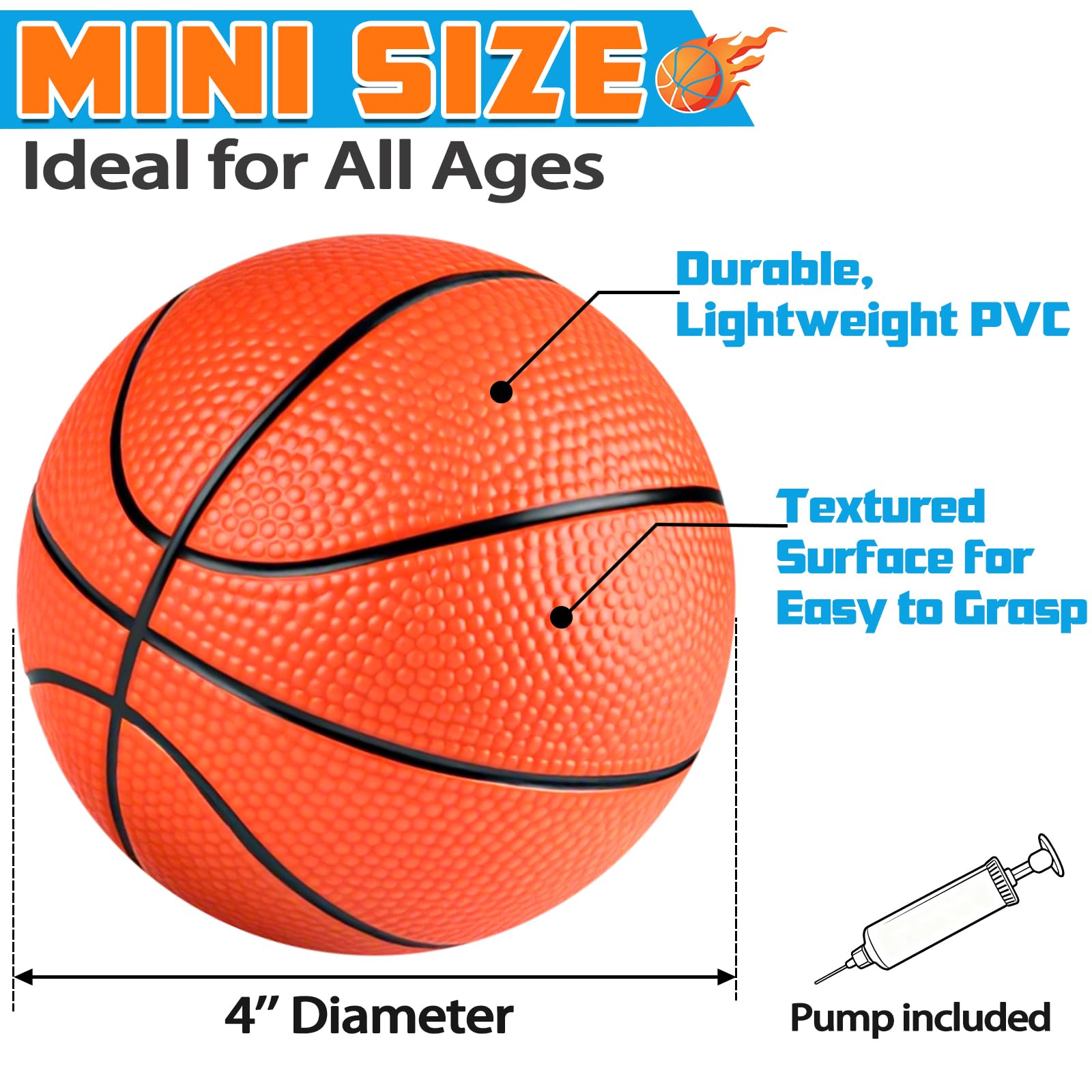Hymaz mini basketballs ball-pump-02: pump included for quick inflation at home