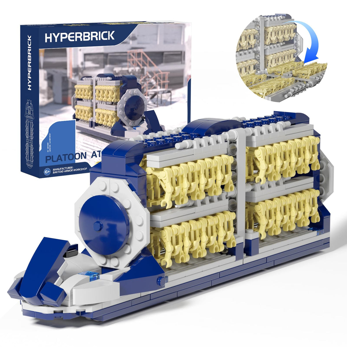 HyperBrick Droid Army platoon attack craft with 33 battle droids ideal for imaginative play.