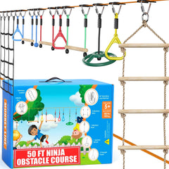 Hyponix Sporting Ninja obstacle backyard setup promotes balance training for active kids.