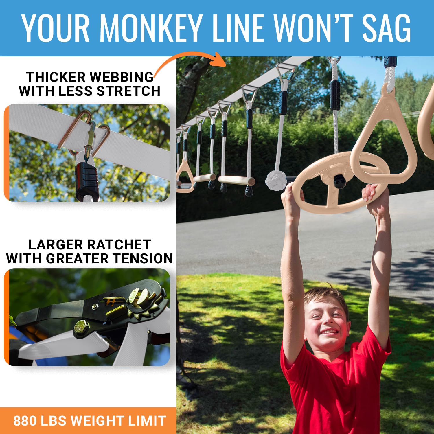 Hyponix Sporting monkey net obstacle boosts climbing fun outdoors.