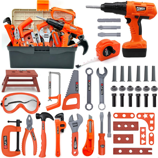 HYRENEE Kids Tool Set 48-piece toolbox for imaginative play and fine motor skill development