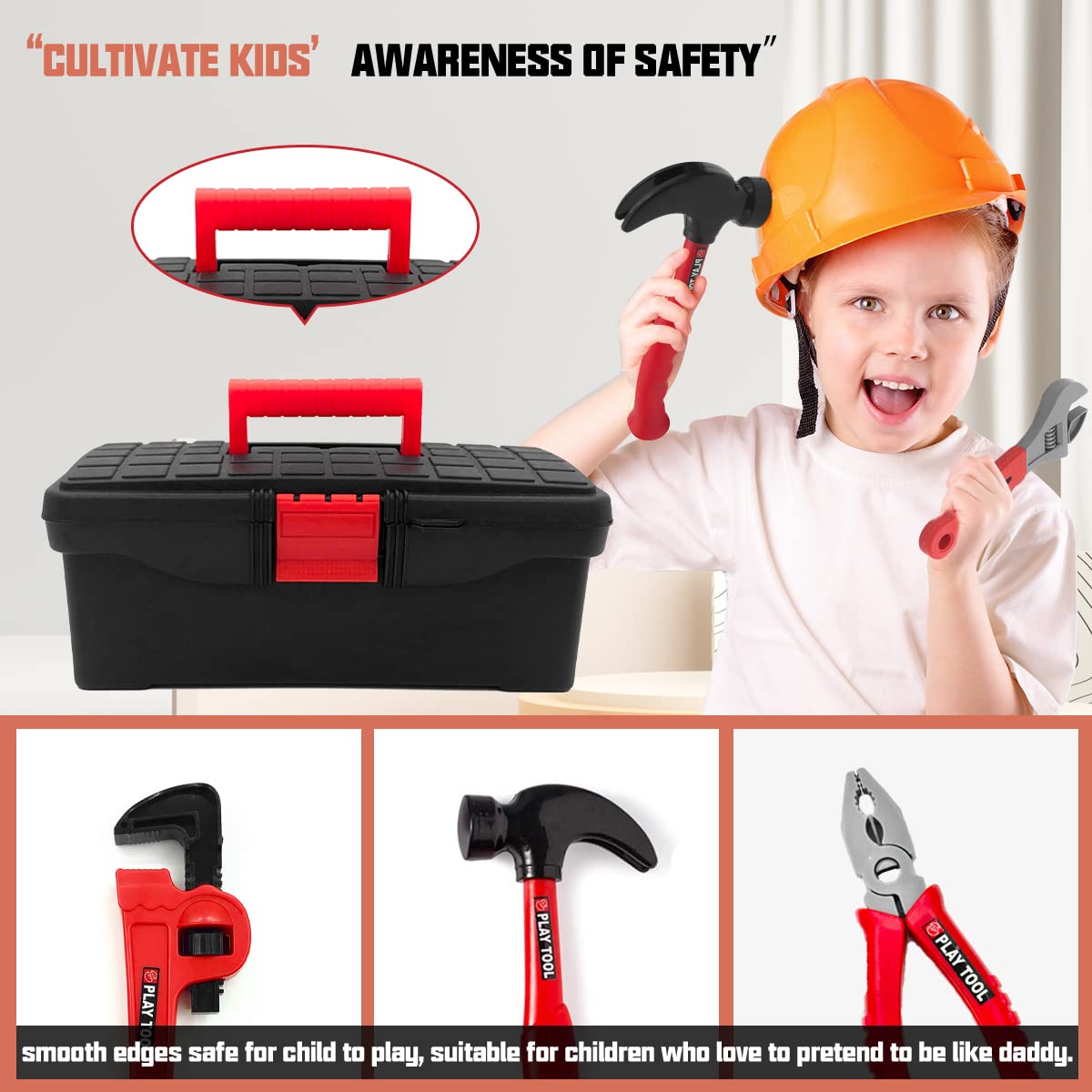 HYRENEE Kids Tool Set durable ABS plastic with rounded edges for safe, long-lasting fun