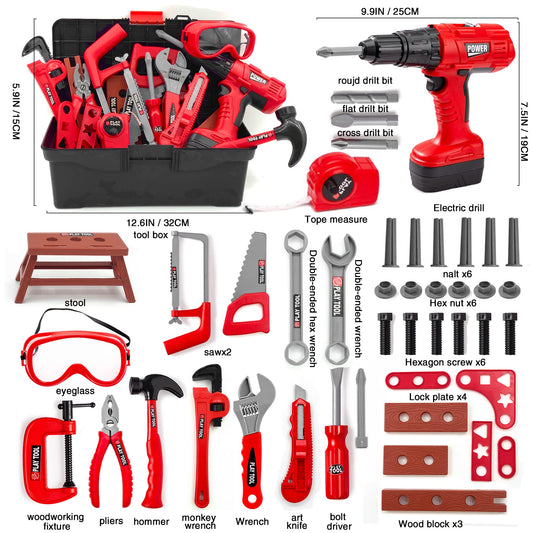 HYRENEE Kids Tool Set electric drill with realistic sounds for immersive pretend play