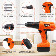 HYRENEE Kids Tool Set electric drill with realistic sounds for pretend tasks