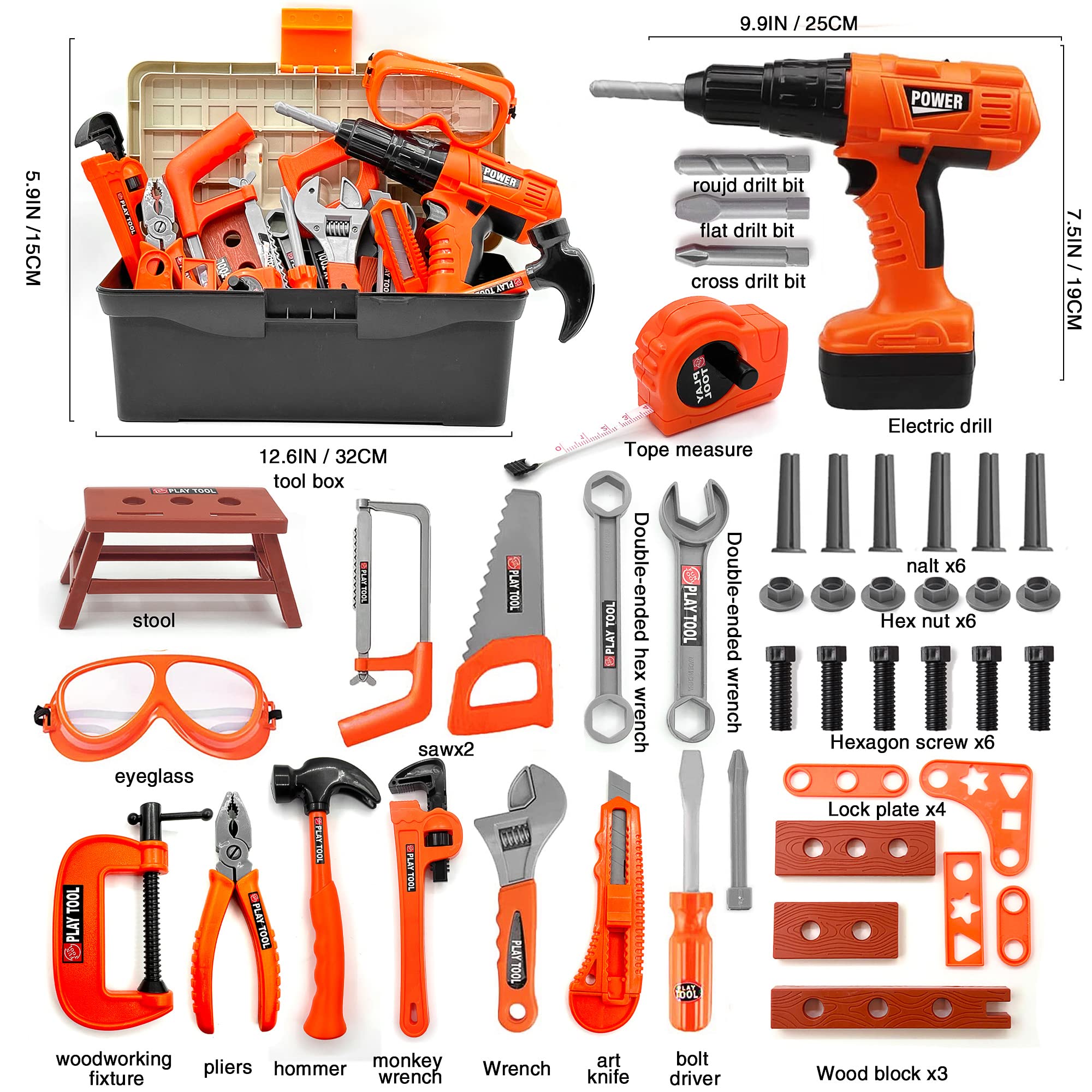 HYRENEE Kids Tool Set with realistic hammers and screwdrivers for hands-on learning