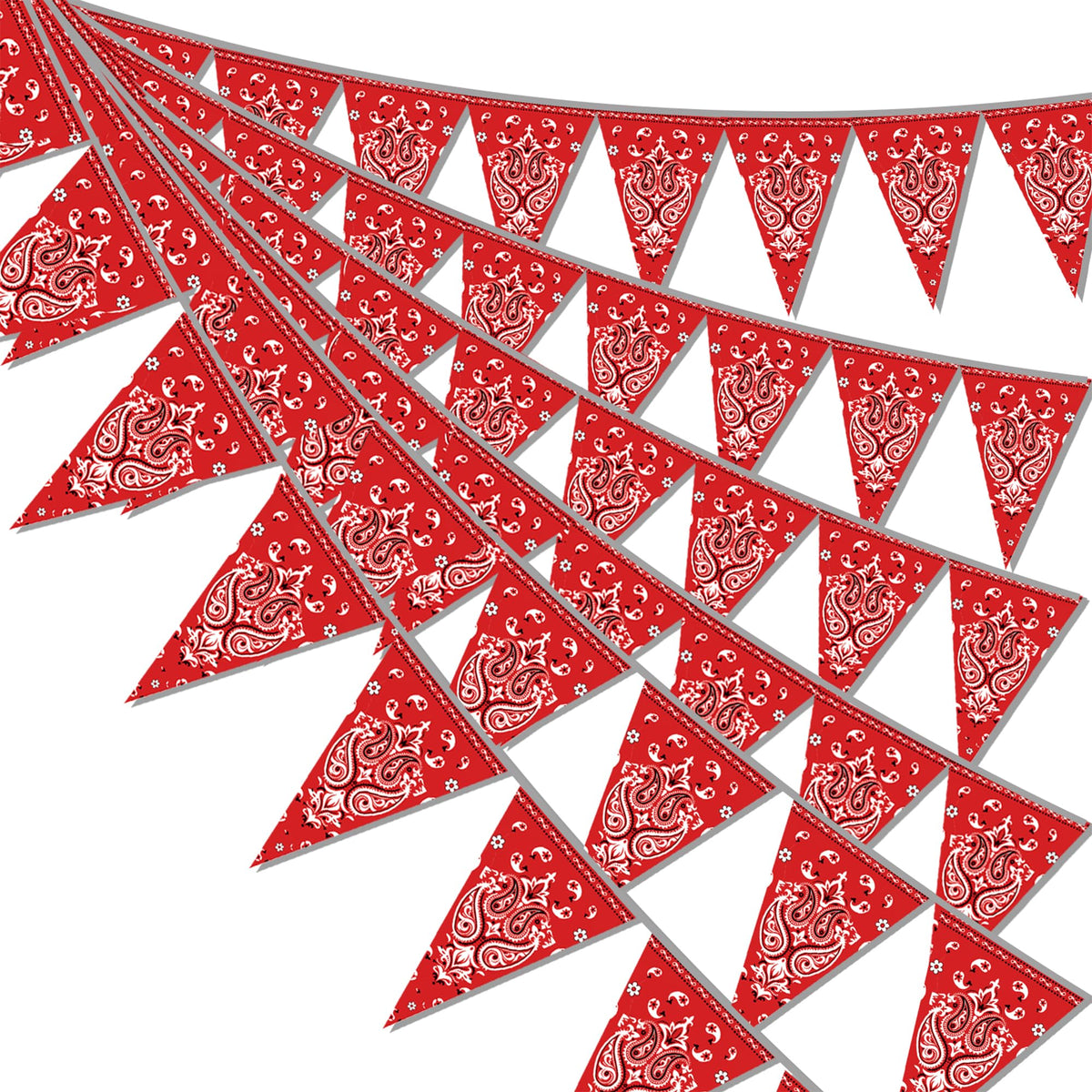 Hysilla Western banner pennant strip with 49 feet of festive flags for easy party decor.