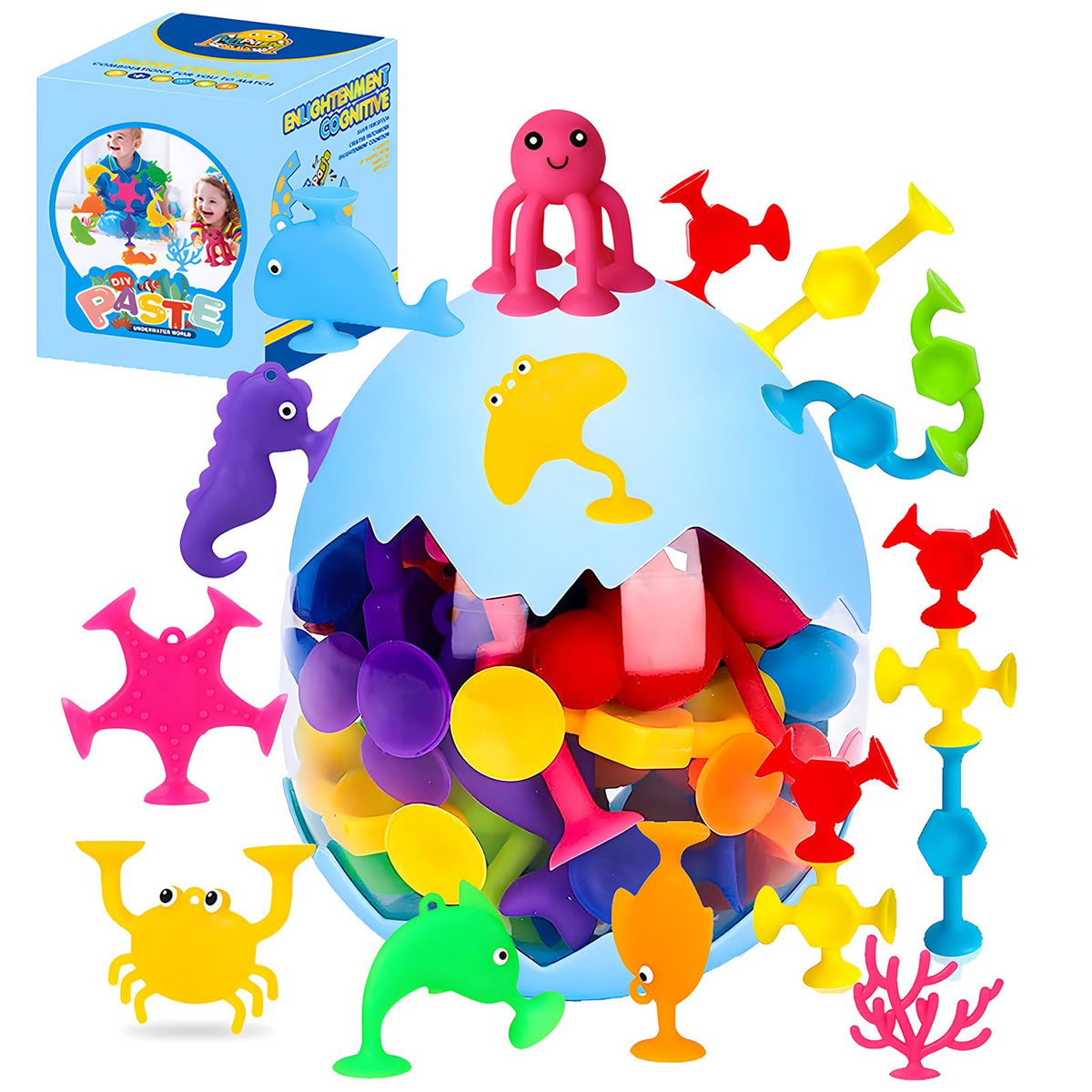HYSZXUS 27-piece suction geometry bath toys for creative tub play
