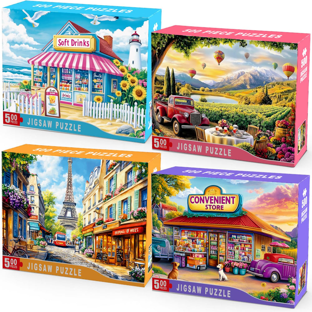 HYXCHQA Beach Store puzzle with a vibrant seaside scene for engaging family puzzling