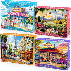 HYXCHQA Beach Store puzzle with a vibrant seaside scene for engaging family puzzling