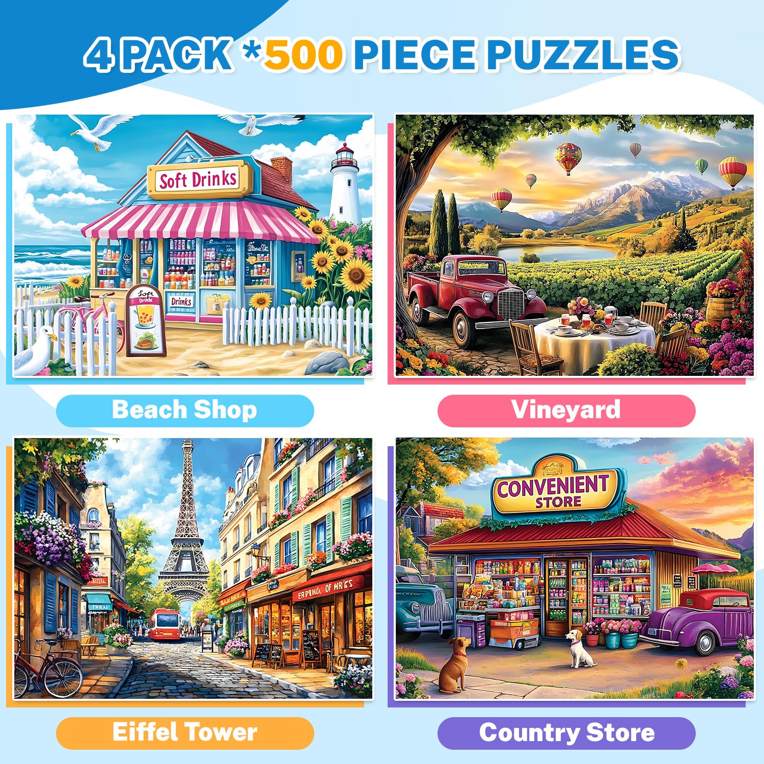 HYXCHQA Vineyard Picnic puzzle captures sunlit countryside for relaxing group sessions