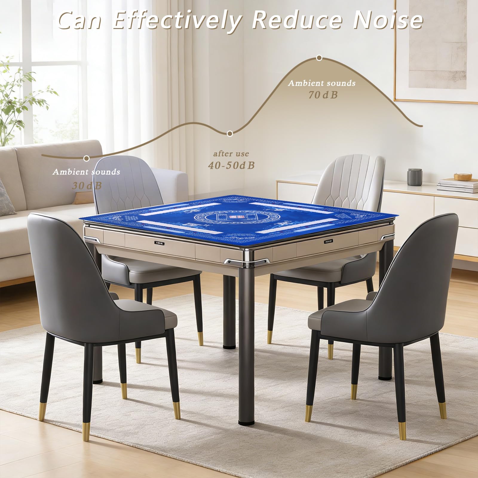 HYXFJITS Mahjong Mat blue ready for poker and board games.